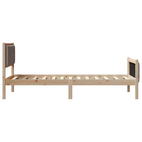 vidaXL Bed frame Brown and taupe 90 x 200 cm Solid pine wood