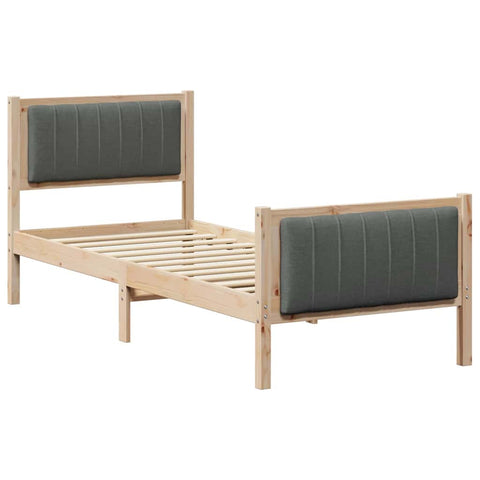 vidaXL Bed frame Brown and dark grey 80 x 200 cm Solid pine wood