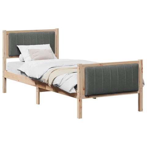 vidaXL Bed frame Brown and dark grey 80 x 200 cm Solid pine wood