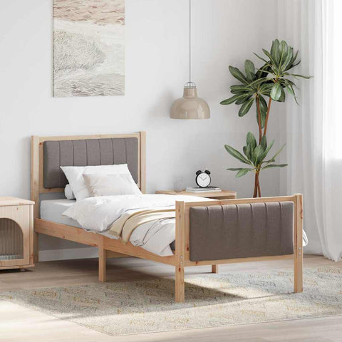 vidaXL Bed frame Brown and taupe 80 x 200 cm Solid pine wood