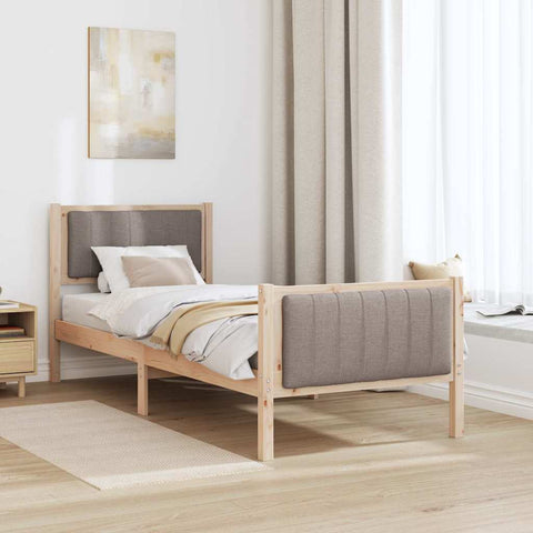 vidaXL Bed frame Brown and taupe 80 x 200 cm Solid pine wood