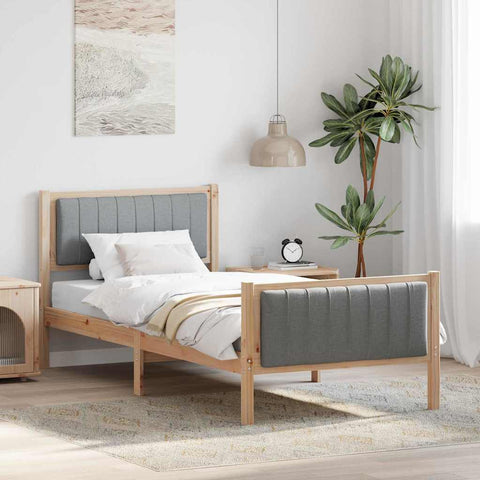vidaXL Bed frame Brown and light grey 90 x 190 cm Solid pine wood