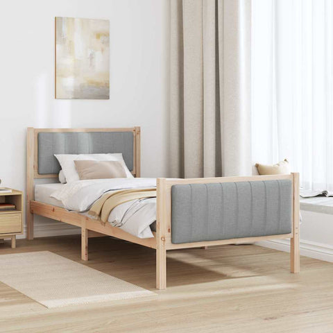 vidaXL Bed frame Brown and light grey 90 x 190 cm Solid pine wood