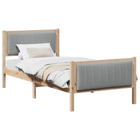 vidaXL Bed frame Brown and light grey 90 x 190 cm Solid pine wood