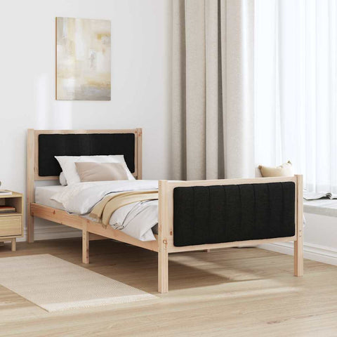vidaXL Bed frame Brown and black 90 x 190 cm Solid pine wood