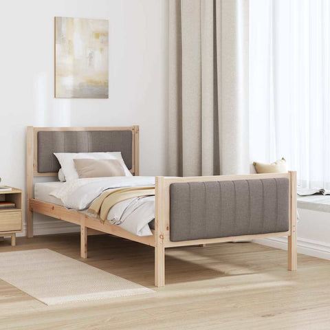 vidaXL Bed frame Brown and taupe 90 x 190 cm Solid pine wood