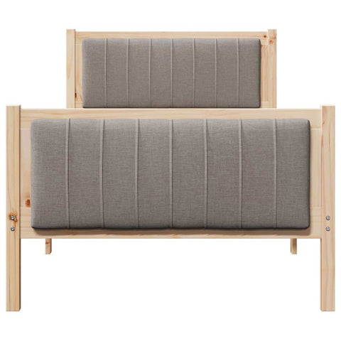 vidaXL Bed frame Brown and taupe 90 x 190 cm Solid pine wood