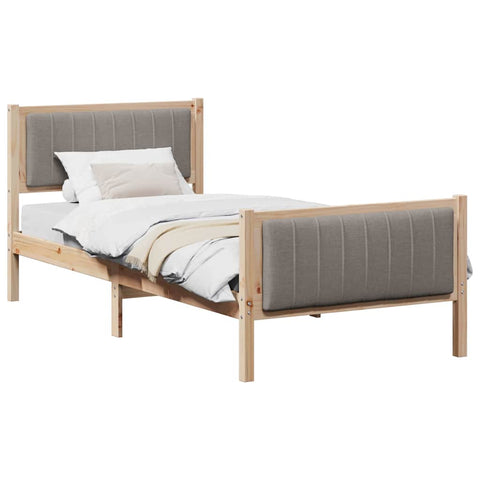 vidaXL Bed frame Brown and taupe 90 x 190 cm Solid pine wood