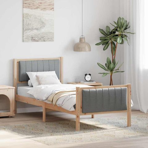 vidaXL Bed frame Brown and light grey 75 x 190 cm Solid pine wood