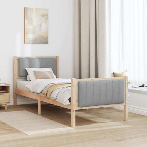 vidaXL Bed frame Brown and light grey 75 x 190 cm Solid pine wood