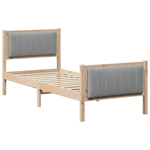 vidaXL Bed frame Brown and light grey 75 x 190 cm Solid pine wood