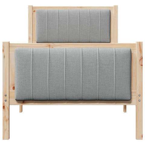 vidaXL Bed frame Brown and light grey 75 x 190 cm Solid pine wood