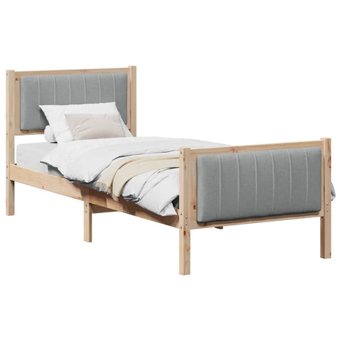 vidaXL Bed frame Brown and light grey 75 x 190 cm Solid pine wood