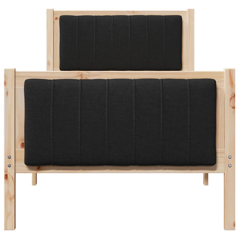 vidaXL Bed frame Brown and black 75 x 190 cm Solid pine wood