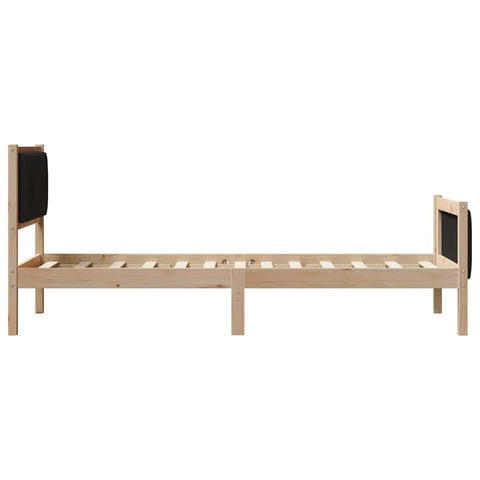 vidaXL Bed frame Brown and black 75 x 190 cm Solid pine wood