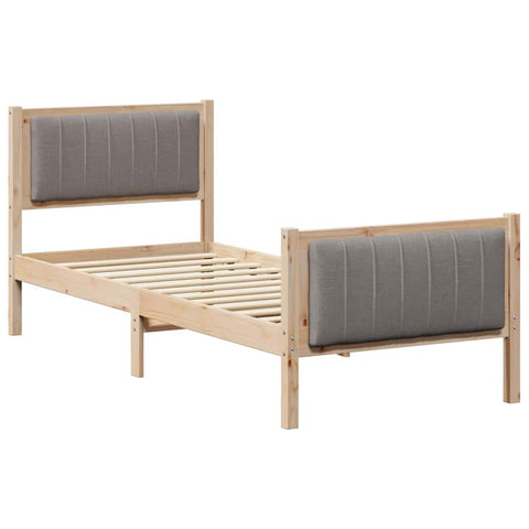 vidaXL Bed frame Brown and taupe 75 x 190 cm Solid pine wood