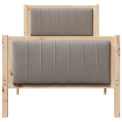 vidaXL Bed frame Brown and taupe 75 x 190 cm Solid pine wood