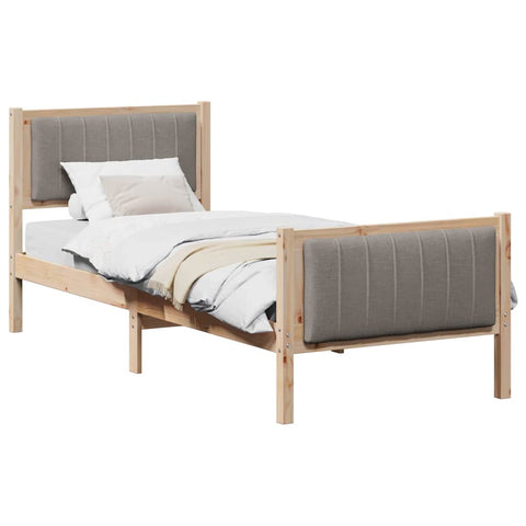 vidaXL Bed frame Brown and taupe 75 x 190 cm Solid pine wood
