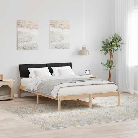 vidaXL Bed frame Brown and black 160 x 200 cm Solid pine wood