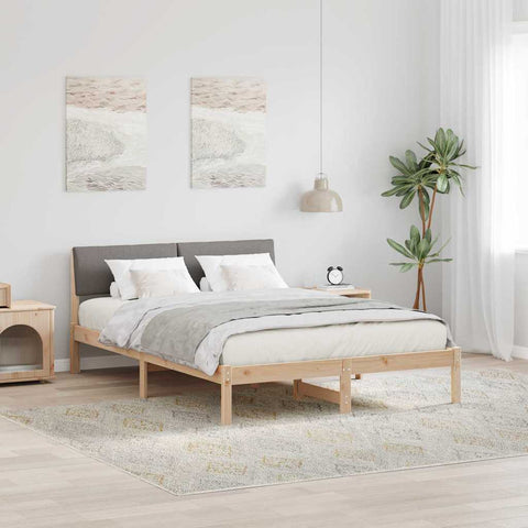 vidaXL Bed frame Brown and taupe 140 x 200 cm Solid pine wood