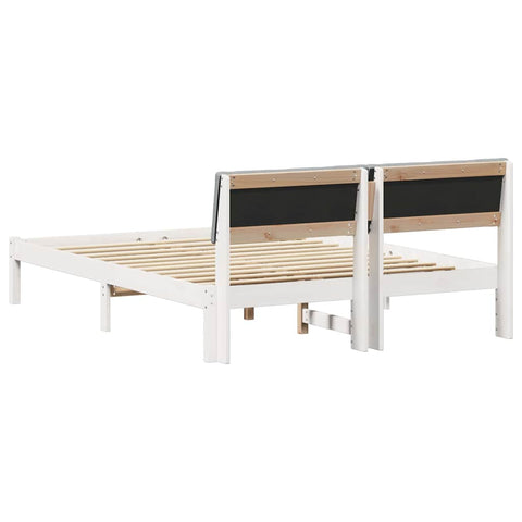 vidaXL Bed frame White and light grey 140 x 200 cm Solid pine wood