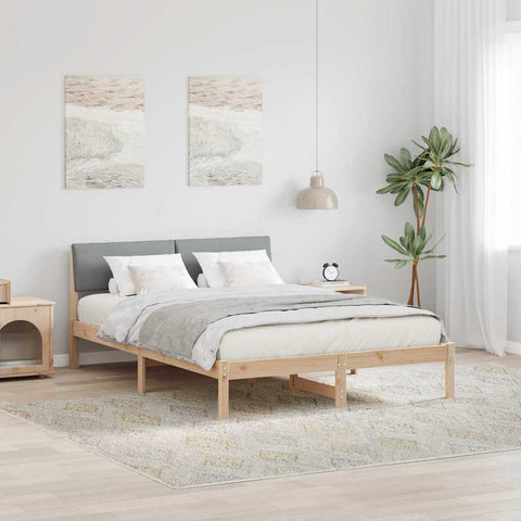 vidaXL Bed frame Brown and light grey 140 x 190 cm Solid pine wood