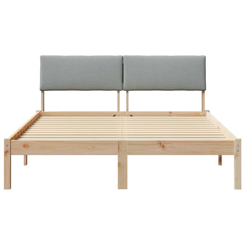 vidaXL Bed frame Brown and light grey 140 x 190 cm Solid pine wood