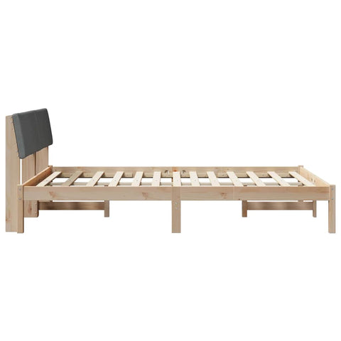 vidaXL Bed frame Brown and dark grey 140 x 190 cm Solid pine wood
