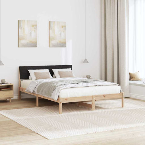 vidaXL Bed frame Brown and black 140 x 190 cm Solid pine wood
