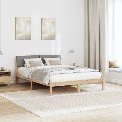 vidaXL Bed frame Brown and taupe 140 x 190 cm Solid pine wood