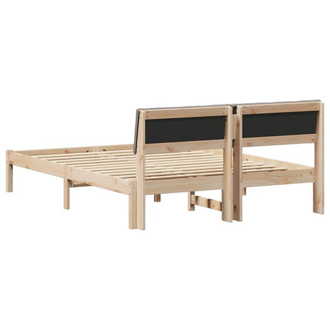 vidaXL Bed frame Brown and taupe 140 x 190 cm Solid pine wood