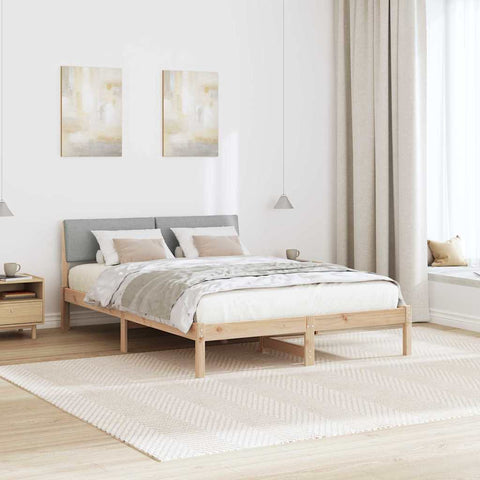 vidaXL Bed frame Brown and light grey 135 x 190 cm Solid pine wood