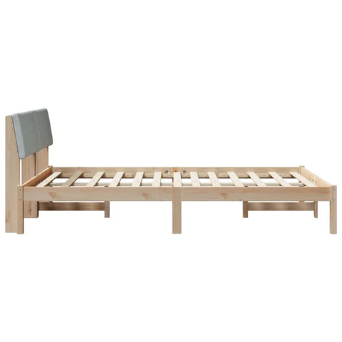 vidaXL Bed frame Brown and light grey 135 x 190 cm Solid pine wood