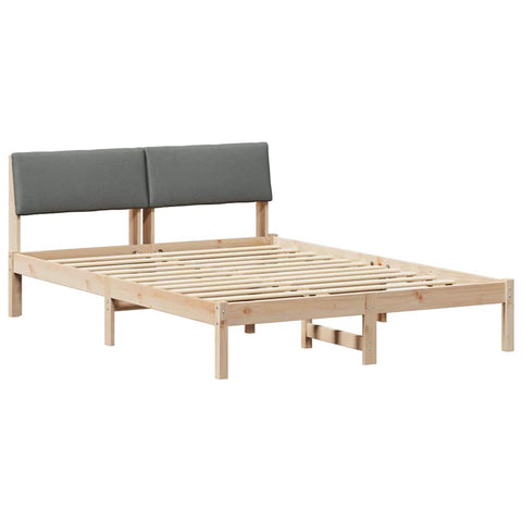vidaXL Bed frame Brown and dark grey 135 x 190 cm Solid pine wood