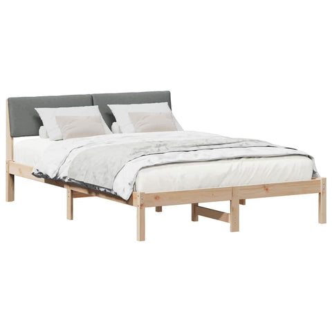 vidaXL Bed frame Brown and dark grey 135 x 190 cm Solid pine wood