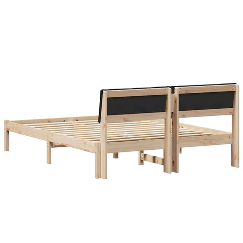 vidaXL Bed frame Brown and black 135 x 190 cm Solid pine wood
