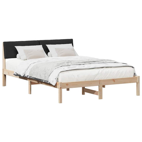 vidaXL Bed frame Brown and black 135 x 190 cm Solid pine wood