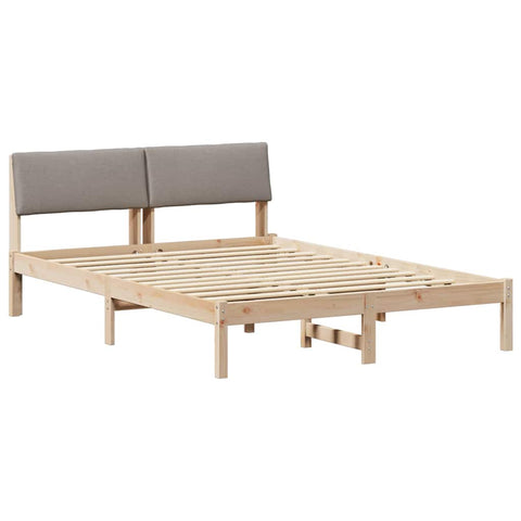 vidaXL Bed frame Brown and taupe 135 x 190 cm Solid pine wood