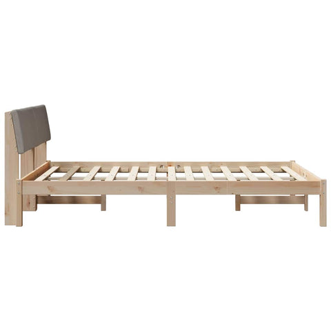 vidaXL Bed frame Brown and taupe 135 x 190 cm Solid pine wood