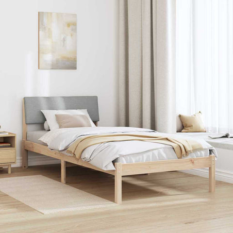vidaXL Bed frame Brown and light grey 100 x 200 cm Solid pine wood
