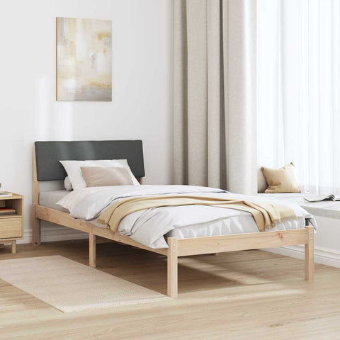 vidaXL Bed frame Brown and dark grey 100 x 200 cm Solid pine wood