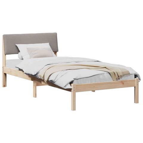 vidaXL Bed frame Brown and taupe 100 x 200 cm Solid pine wood