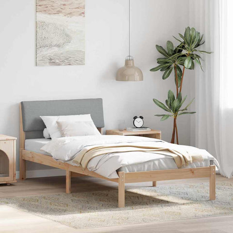 vidaXL Bed frame Brown and light grey 90 x 200 cm Solid pine wood