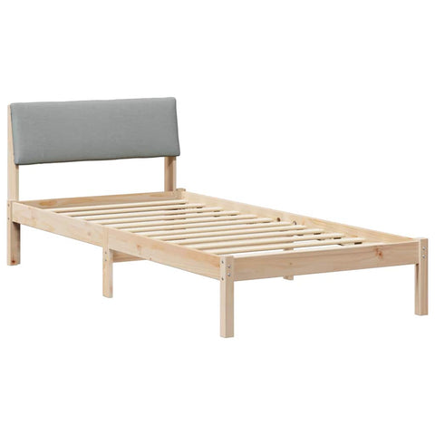 vidaXL Bed frame Brown and light grey 90 x 200 cm Solid pine wood