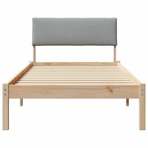 vidaXL Bed frame Brown and light grey 90 x 200 cm Solid pine wood
