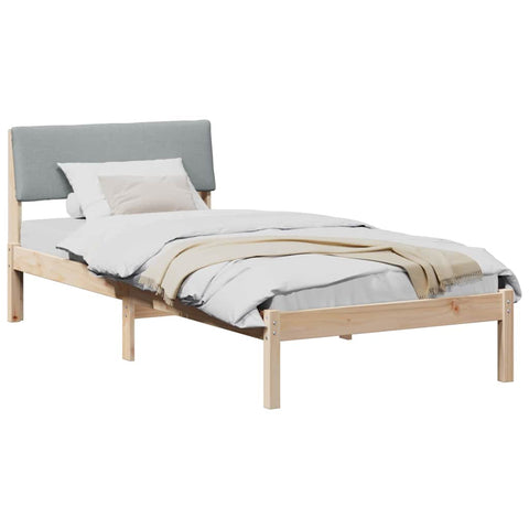 vidaXL Bed frame Brown and light grey 90 x 200 cm Solid pine wood