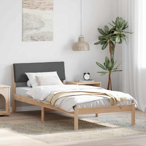 vidaXL Bed frame Brown and dark grey 90 x 200 cm Solid pine wood