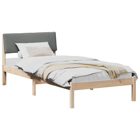 vidaXL Bed frame Brown and dark grey 90 x 200 cm Solid pine wood