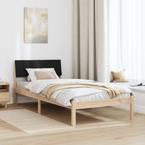 vidaXL Bed frame Brown and black 90 x 200 cm Solid pine wood