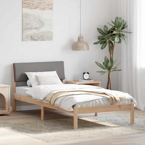 vidaXL Bed frame Brown and taupe 90 x 200 cm Solid pine wood